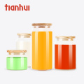 400ml 900ml 1200ml food storage wood lid high borosilicate glass jar